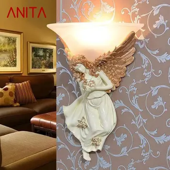 АНИТА Модерен Ангел, с монтиран на стената Лампа, Закрит Led Скандинавски Ретро Творчески Аплици От Смола, За Дома, Хол, Спалня, Декор