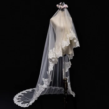 Апликация Лейси воали за младоженци дължина 300* 150 см, сватбени аксесоари Wonen