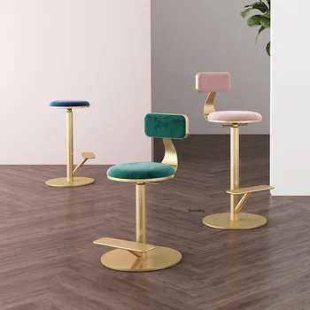Бар стол Nordic Furniture, Дизайнерски столче за хранене, Домашни въртящи бар столове, Подвижен стол от ковано желязо, минималистичные столове с високи крака