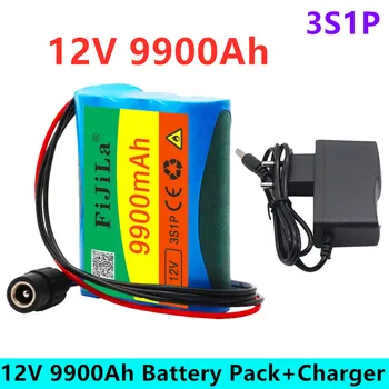 Батерия Au Литиева акумулаторна батерия 12 На 100% ма 3S1P, 9900 ма, Защитен панел, Зарядно устройство 1a, нов, 18650