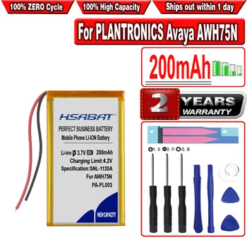 Батерия HSABAT 200 ма за Plantronics Avaya AWH75N CS70 CS70N Savi 730 Voyager Pro HD UC Pro + Bluetooth слушалки W730 WH210