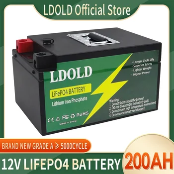 Батерия LiFePO4 12V 200Ah Вграден в BMS Блок литиево-железен фосфат елементи За Подмяна на по-голямата част резервно копие на източник за домашно съхранение на енергия