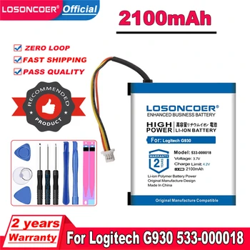 Батерия LOSONCOER 2100 mah 533-000018, F12440097, L-LY11 За Logitech G930, Гейминг слушалки G930, 533-000074 F540 MX Revolution