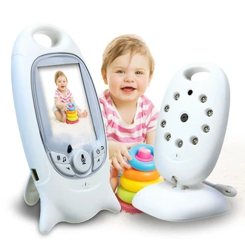 Безжична следи бебето за бебетата 2.4ghz Цифрова видеоняня с дисплей на температурата, музика нощно виждане