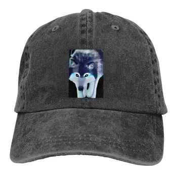 Бейзболна шапка със синьо мастило и измиване, мъжки шапки, дамски шапки със защита от козирка, шапки с уши волчьими