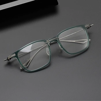 Бизнес квадратни титанов очила за мъже, негабаритная рамки за очила при оптична късогледство, мъжки vintage слънчеви очила с пълна рамки