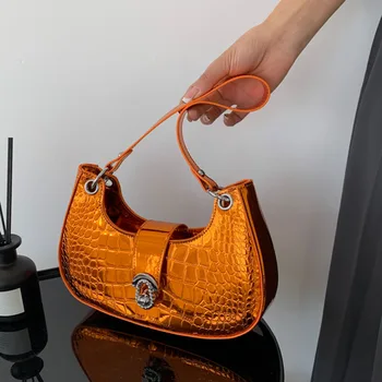 Брандираната дизайнерска чанта под мишката, модерни кожени дамски чанти на рамо, усещане за лукс, женствена чанта през рамо, с висококачествена чанта за телефон