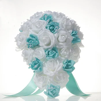 Букет във формата на капки във формата на водопад, перлено-розов в два цвята цвете от полиетилен, сватбен подарък, сватбен подарък, букет цветя за булката