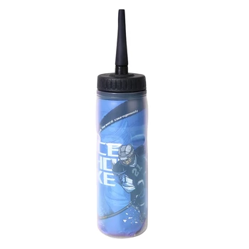 Бутилка за вода за хокей на лед обем 650 мл, Преносима бутилка за футболен лакросса, класически дизайн, с дълъг фитил, накрайника за спортна бутилка