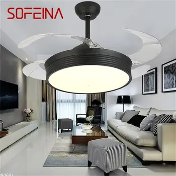 Вентилатор на тавана SOFEINA, невидима лампа с дистанционно управление, модерен Прост led лампа за дома за хол
