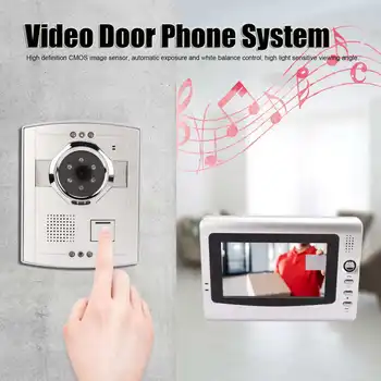 Видео домофон Домофон, Кабелна LCD Дисплей Инфрачервен Нощен Домофонна система за Вили Домашен Вътрешен Приемник Ac