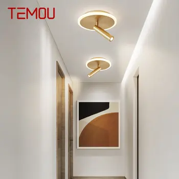 Висящи лампи TEMOU Nordic от Месинг за таван LED Modern Simplicity Златни Въртящи Точка осветление за дома Веранда и Коридор