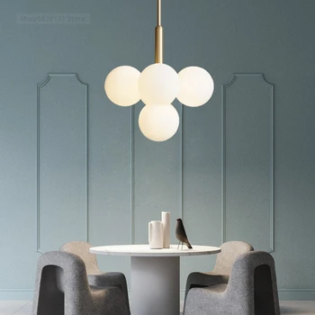 Висящи лампи в скандинавски стил с топки от матово стъкло, лампи за ресторант, трапезария, Декориране на всекидневна, осветителни Тела за модерният домашен интериор