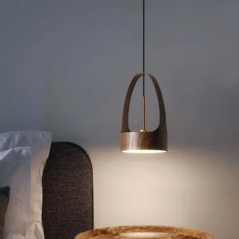 Висящи тела с имитация на дърво, модерен минималистичен лампа за прикроватной нощни шкафчета в спалнята, окачена лампа за кухня, окачен лампа за бар
