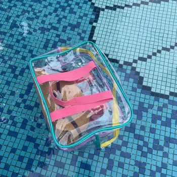 Водоустойчив лятна чанта за плуване от PVC, пътна, на рамото си голям капацитет, цветно желе за почивка на плажа, бистро за гмуркане