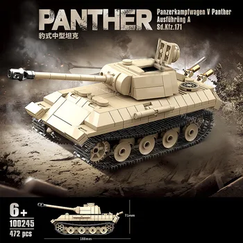 Военна модельная серия WW2 Втората световна война Пантера е Среден танк, са подбрани модел за Изграждане на блокове, Тухли, Играчки, Подаръци