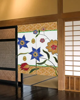 Вратата се завеса с винтажным модел от листата на растенията, преграда в японски стил, завеса за кухни, спални, Декоративна завеса