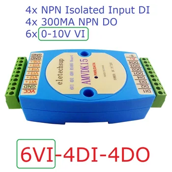 Вход 6VI/4DI/4DO 0-10 В /Модул на цифрови входно-изходни /RS485 MODBUS RTU Комуникационен AMVDK15 ELETECHSUP