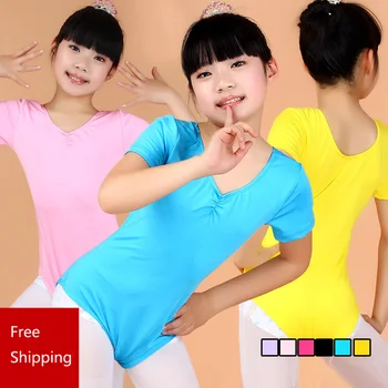 Гимнастически трика от ликра с къси ръкави, балетната поличка за момичета, танцови за деца, детски дрехи 6 цвята China Air Express