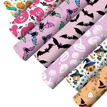 ГЛАДКИ кърпи, изкуствена настилка от изкуствена кожа, панделки от плат с принтом тиква-призрак на Хелоуин, Обеци 