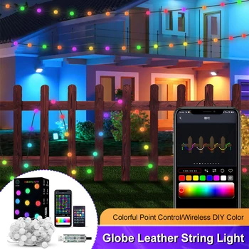 Глобус струнен лампа USB Power 66LED Bubble Топка Фея Light приложението за синхронизация на музика с дистанционно управление Водоустойчив за Коледното парти в градината