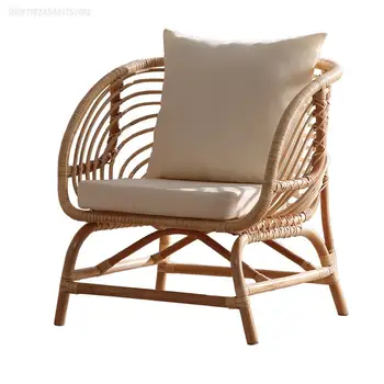 Гореща разпродажба, домашен стол от естествен ратан, диван от естествен ратан, мрежест червен стол от три части, балкон, прост стол за почивка