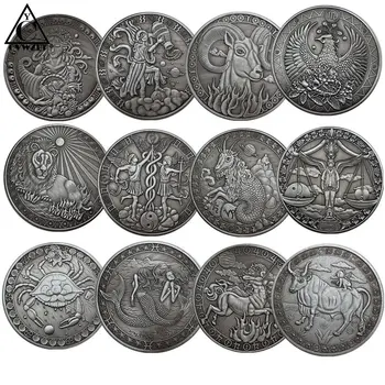 Горещи Дванадесет Съзвездия Антични имитация на монети на повикване Старото сребро с релефни един Незабравим подарък за празника са подбрани монета