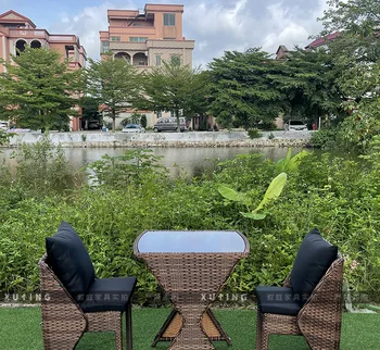 Градинска мебел тъкане от ратан вътрешен двор и плаж с басейн за почивка на море и водоустойчив слънцезащитен стол от ратан