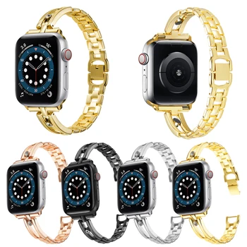 Гъвкави Стомана Каишка с кръгла диамантен пръстен За Apple Watch Series 8 7 6 5 4 3 Se, мъжки и Женски гривна 38 мм 42 мм 44 мм и 49 мм