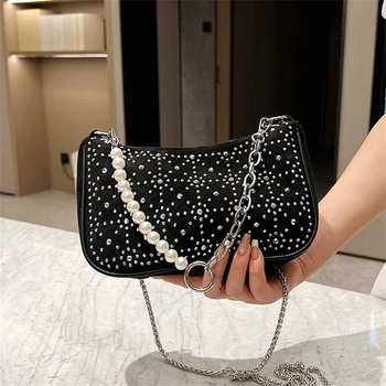 Дамски чанти през рамо, луксозни дизайнерски чанти за жени, модни ръчна чанта с диаманти, чантата Sac A Main Femme Bolsos