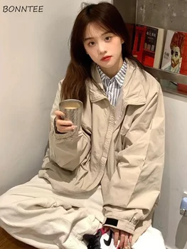 Дамски якета обикновена прости ежедневни за студентски отдих Свободни Популярните универсални в корейски стил Пролетта индивидуалност Атрактивни готини основи