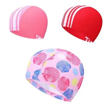 Детска еластичната шапка за плуване с принтом за момчета и момичета, шапка за плуване, спортна шапка за плуване с флорални принтом, обикновена шапки, шапка