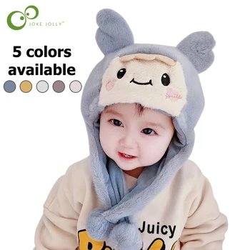 Детска зимна топла плюшен шапчица за защита на ушите, с хубав модел аниме, регулируем ветрозащитная плюшен шапчица-бини, костюм за бебе 0-24 месеца DDJ