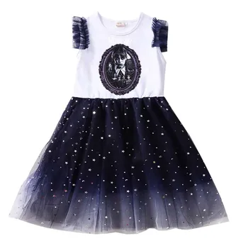 Детска лятна рокля Morticia за малки момичета, милото дантелено рокля на принцеса за момиченца, дрехи за парти в чест на рождения ден, подарък за деца
