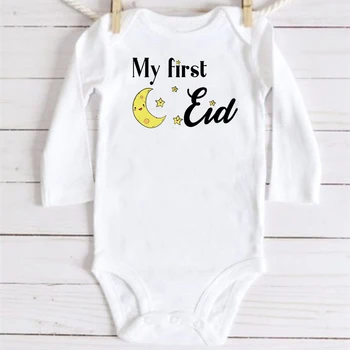 Детски дрехи с принтом My First Eid, дрехи за новородени, празнична парти, тела за деца, боди с дълъг ръкав, дрехи за малките момчета и момичета