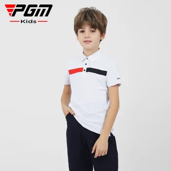 Детски тениски PGM Golf с къс ръкав, летни дрехи за момчета, дишаща, бързосъхнеща, YF595 на едро