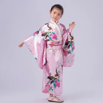 Детско японското традиционно кимоно юката с Оби, винтажное вечерна рокля кимоно на гейша, костюм за сценичното шоу, cosplay