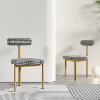 Дизайнерско кресло за отдих в скандинавски стил с подкрепата на табли за хранене, Единични столове за грим, метални бели мебели за хола, Мебели за дома