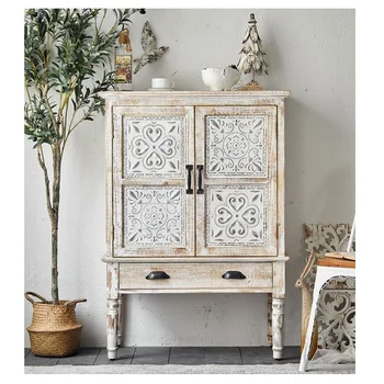 евтини кухненски врата на кабинета на новия дизайн, уникален античен побеленный дървен шкаф за съхранение в селски стил