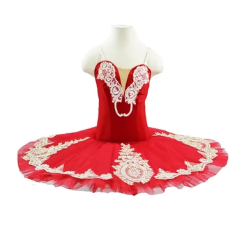 Евтини цветни индивидуален размер на Индивидуален цвят Представа Танц за Деца Момичета Зряла жена Предпрофессиональная облекло 7 слоя Червена балетната поличка