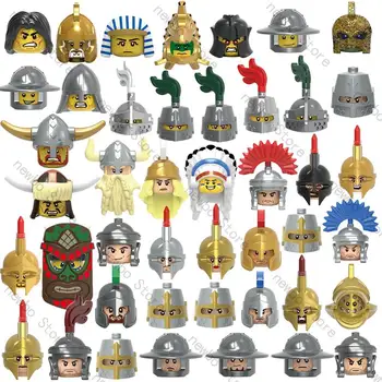 Единствената продажба на Средновековен рицар римски войник Броня Войн Каска Оръжие Строителни блокове Фигурки Аксесоари, Играчки За Деца