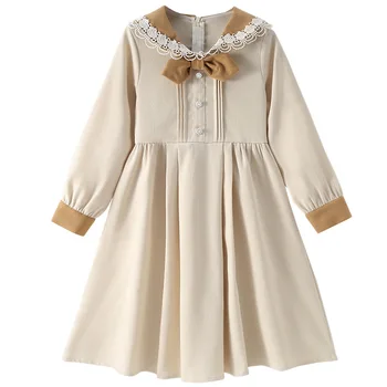 Елегантна рокля за момичета, новост 2023 г., детска пролетна модни дрехи, детски елегантни рокли с завързана папийонка, #7264