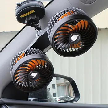 Електрически Авто вентилатор с регулируем тепловыделением 12/24, двухголовочный USB авто фен, автомобилни аксесоари