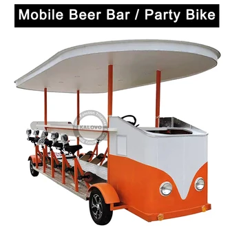 Електрически бира под наем с четири колесными педали, велосипед-тандем за продажба, Кръчми, обикалят група, могат да се настанят 13 пътници