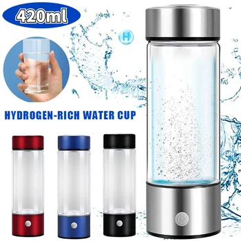 Електрически Филтър за вода, 420 мл, йонизатор за вода, обогатени с водород, преносим, от неръждаема стомана, захранван с батерии от USB, бутилка за производство на водород