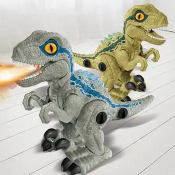 Електрически Шагающий робот-динозавър с led подсветка и реалистичен звук, ръчна модел на динозавър, играчка за деца, подаръци за рожден ден