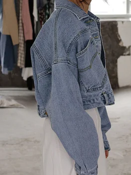 Жена джинсовое палта, Дамски Пролетно-есенния Кратък Свободен топ, дамско сако, Дамско палто, Деним яке Деним яке, дамски