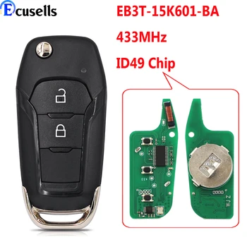 За Ford Ranger F150 2015-2018 ID49 чип 2 бутона на дистанционното на ключа на автомобила FSK EB3T-15K601-BA 433 Mhz PCF7945P