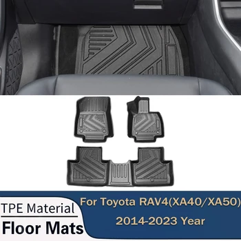 За Toyota RAV4 2014-2023 LHD RHD Авто Автомобилни Постелки За Пода при всякакви метеорологични условия Подложки За Краката, Без Мирис, Непромокаема Подложка За Тава, Аксесоар За Интериора