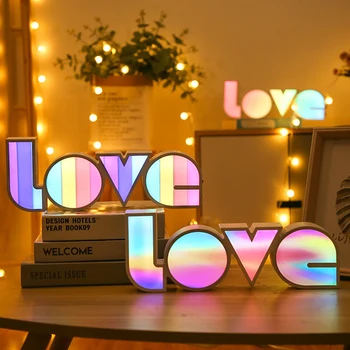 Загорающиеся Букви LOVE Неонови Светлини, лека нощ под Формата На Любов, Знак Love Marquee с Подсветка, Работеща от USB и Батерия за Сватбен Декор